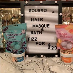 BOLERO, hair product & Bath fizz,π΄